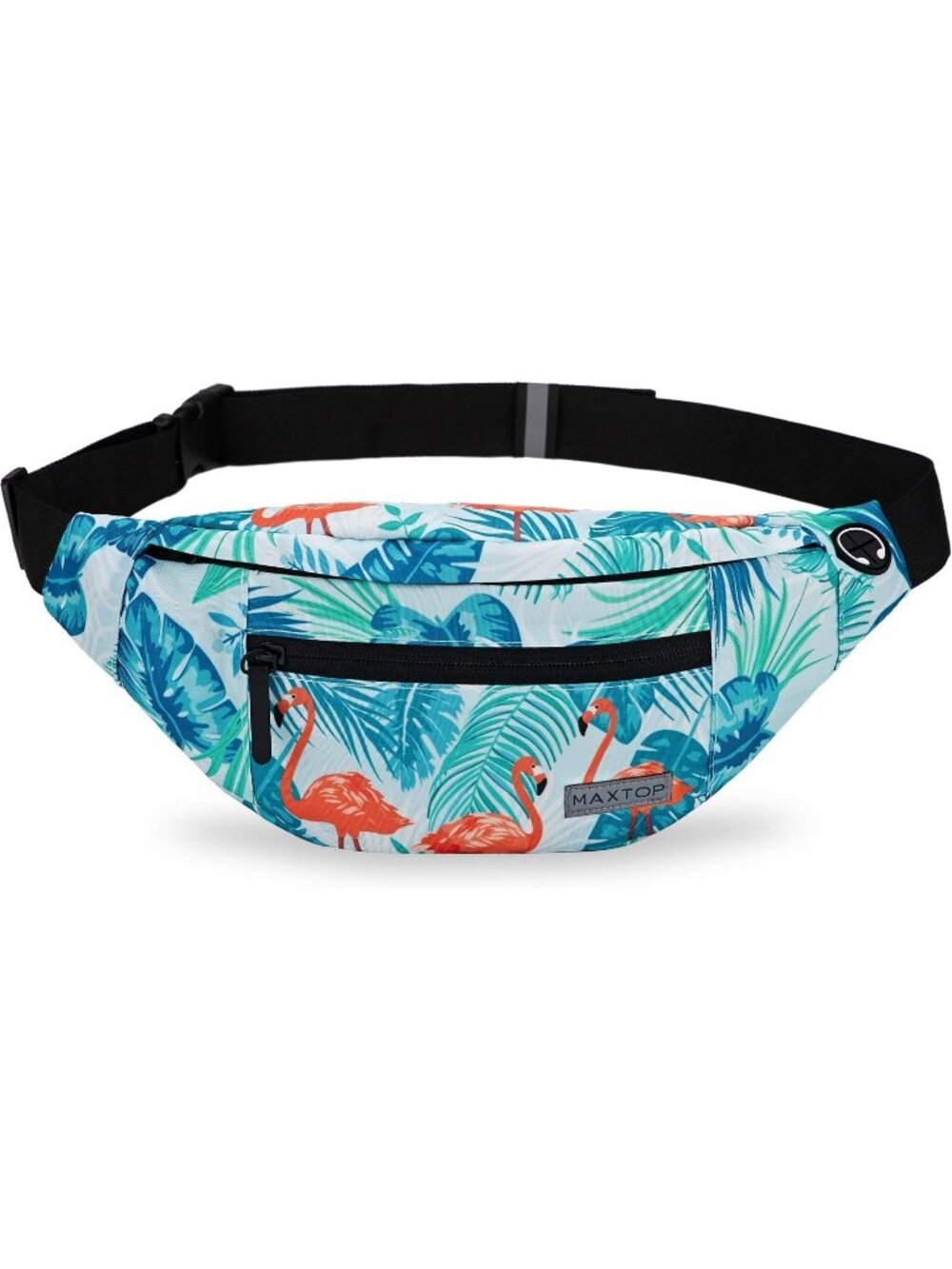 Men's Flamingo Green Large Crossbody Fanny Pack With 4-Zip Belt Bag Waist Pack